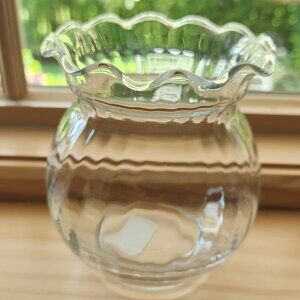 Glass Vase Ruffle-Neck Swirl Design Small